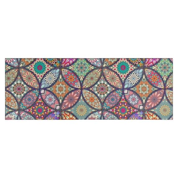 Yellow Floral Oval Pattern Kitchen Rug Mat,Kitchen Runner Rugs Non Skid Washable,Decorative Kitchen Floor Mats for Kitchen,Sink,Laundry,17"X47"