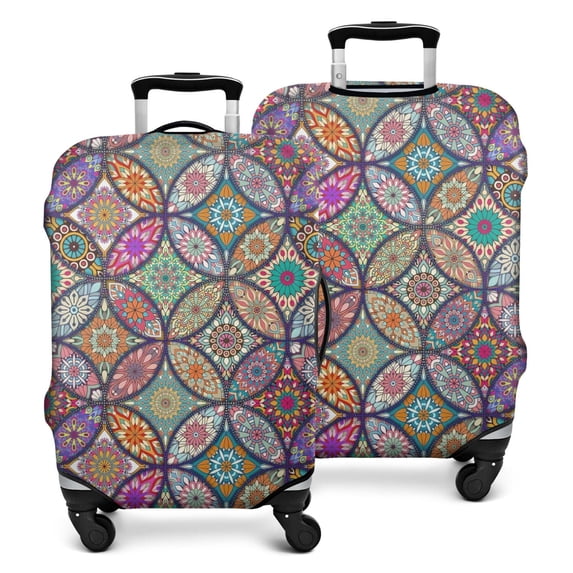 Yellow Floral Oval Pattern Luggage Cover Fashion Suitcase Cover Baggage Covers Fit 25-28 Inch Luggage (Go Travel)