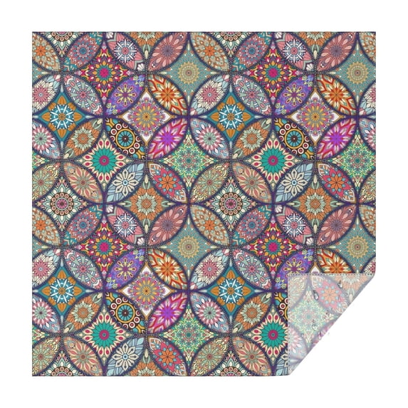 Yellow Floral Oval Pattern Square Tablecloth,Waterproof Square Table Cover,Wipeable Spillproof Washable Table Cover for Home Kitchen Party Decor 52"x52"(132x132cm)