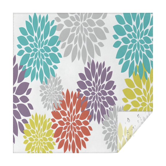 Yellow Floral and Petal Pattern Square Tablecloth,Waterproof Square Table Cover,Wipeable Spillproof Washable Table Cover for Home Kitchen Party Decor 42"X42"(107x107cm)
