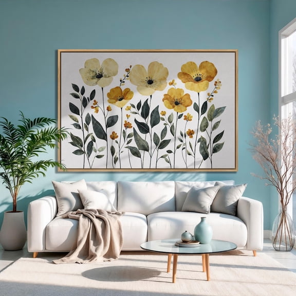 Yellow Floral Poster: Boho Spring Wall Art, Ready To Hang, Unframed Poster Size 24x36