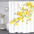 thumbnail image 1 of Yellow Floral Shower Curtain, Flower Blossom Plant Botanical Spring Durable Waterproof Fabric Machine Washable with Hooks for Bathroom Bathtub Decor 72x72, 1 of 6