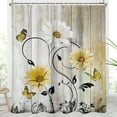 thumbnail image 1 of Yellow Floral Shower Curtain Rustic Flower White Daisy Black Leaf Butterfly Sunflower Bright Botanical Spring Extra Long XL Large Home Bathroom Decor Bathtub Set with 12 Hooks, 72x84, Vintage, 1 of 6