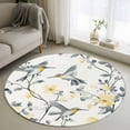 thumbnail image 1 of Yellow Floral Spring Round Rug 3ft Washable Circle Entryway Rugs Non Slip Gray Summer Botanical Birds Pastoral Area Rug Indoor Floor Carpet for Bedroom Kitchen Living Room Home Office Dining Room, 1 of 8