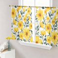 thumbnail image 1 of Yellow Floral Spring Sheer Curtains 45 Inch Length 2 Panels Set, Farmhouse Botanical Summer Voile Window Treatment Rod Pocket Small Kitchen Curtains Drapes for Bedroom 52"x45"x2, 1 of 7