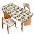 thumbnail image 1 of Yellow Floral Table Cloths for 5 Foot Rectangle Tables, Abstract Watercolor Flower Leaf Plant Patio Waterproof Elastic Fitted Tablecloths, Washable Rectangular Table Cover for Camping, 1 of 8