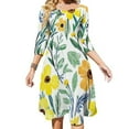 thumbnail image 1 of Yellow Floral White Background Pattern Womens Summer Dress Tie Back A Line Flare Dress, 1 of 9