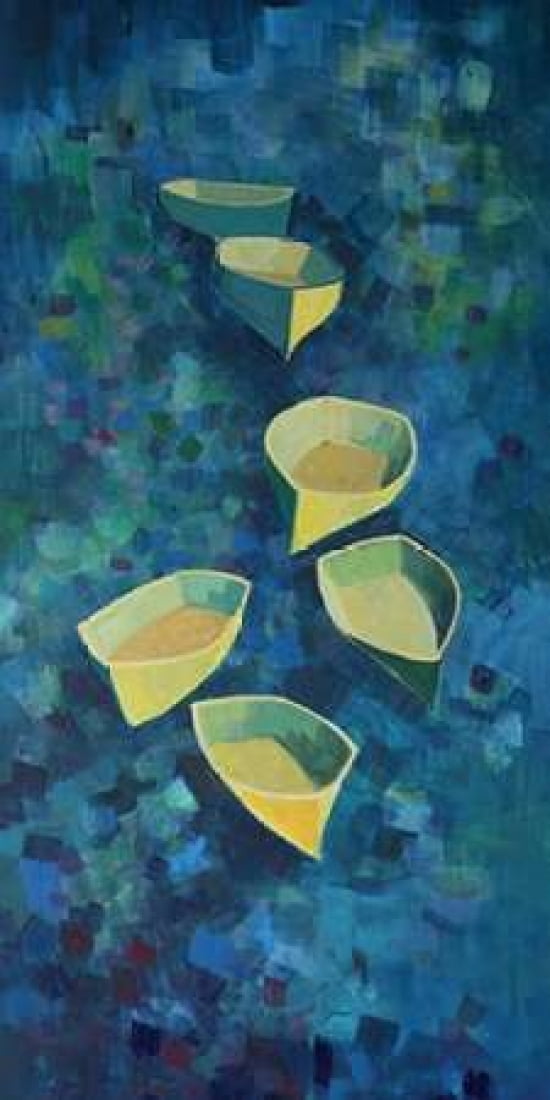 Yellow Flotilla Canvas Art - Hugh Cushing (24 x 48)