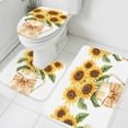 thumbnail image 1 of Yellow Flower Bathroom Rugs Set Sunflower Vintage Plant Watercolor Non Slip Absorbent Soft Bath Mats 3 Piece Set with Bathroom Rug, U-Shaped Floor Mat, Toilet Seat Cover Large Size, 1 of 9
