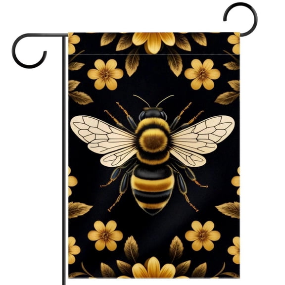 Yellow Flower Bee House Flag Double Sided Vertical 28X40 Inch Farmhouse Decor for Seasonal Holiday Yard Garden Outside Outdoor Banners Decorative