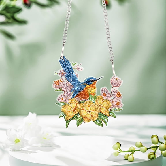 Yellow Flower Bird's Nest Birdie Diamond Art Painting Kit Pendant