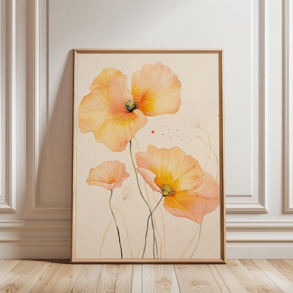 Yellow Flower Botanical Floral Home Wall Art, Unframed Paper Poster 8x10in