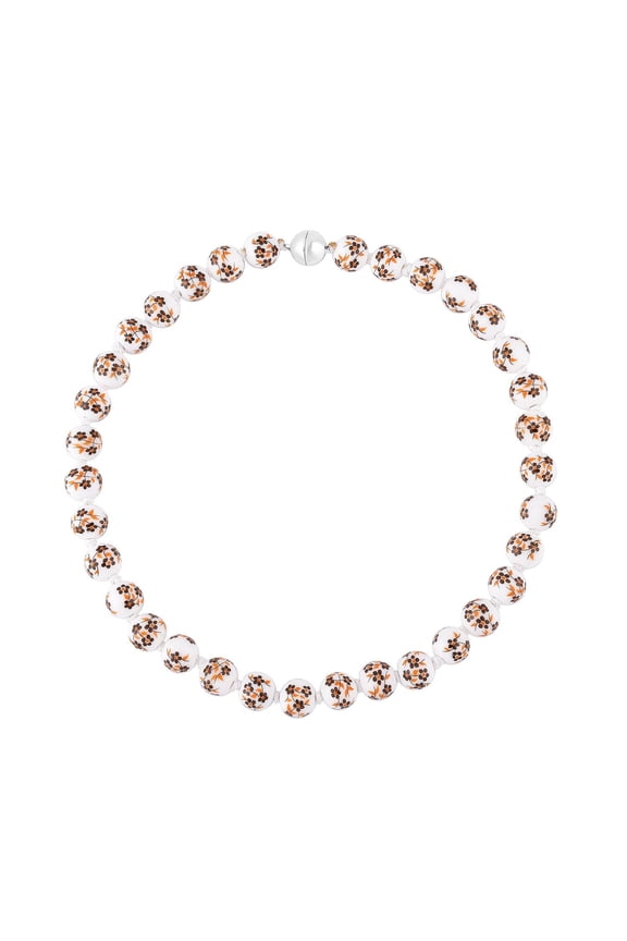 Yellow Flower Ceramic Beads Silvertone Beaded Necklace for Women Jewelry Size 20" Ct 451 Birthday Christmas Gifts for Women