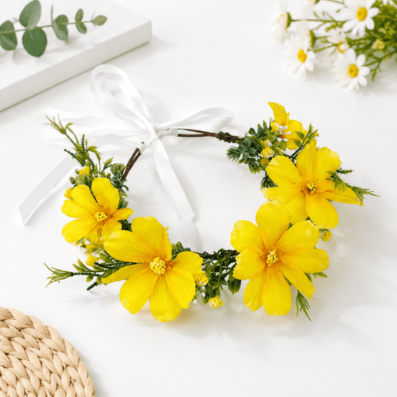 Yellow Flower Crown Headband Boho Flheadpiece