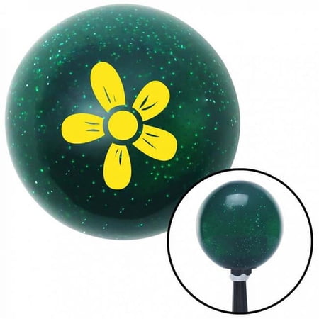 Yellow Flower - Daisy Green Metal Flake Shift Knob with M16 x 1.5 Insert Shifter