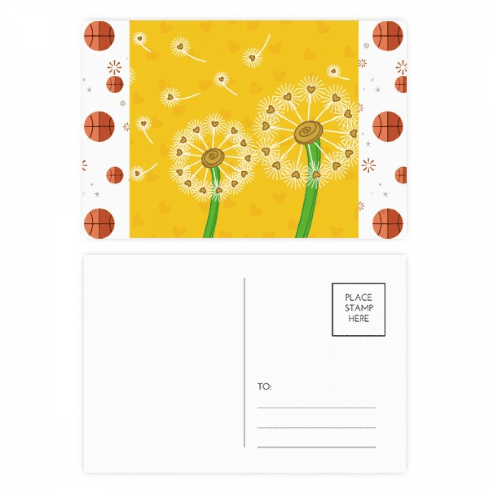Yellow Flower Dandelion Flowers Basketball Postcard Set Thanks Card Mailing Side 20pcs