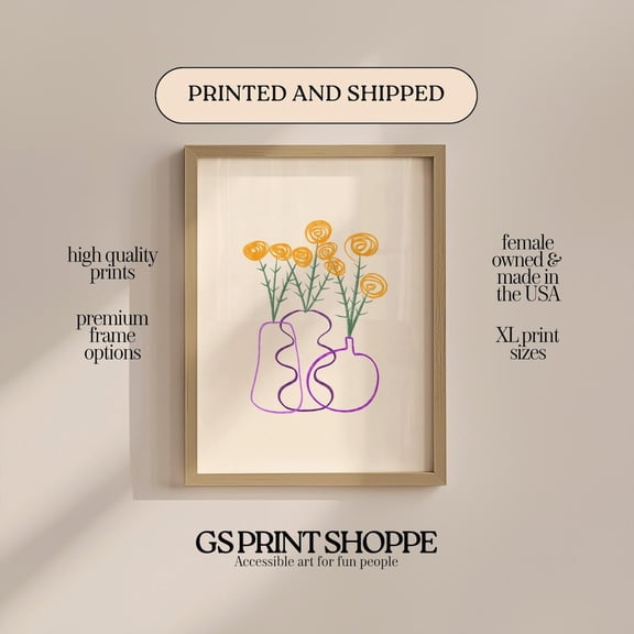 Yellow Flower Doodle Poster