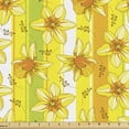thumbnail image 1 of Ambesonne Yellow Flower Fabric by the Yard Upholstery, Narcissus Blossom, 5 Yards, Yellow Apple Green, 1 of 4
