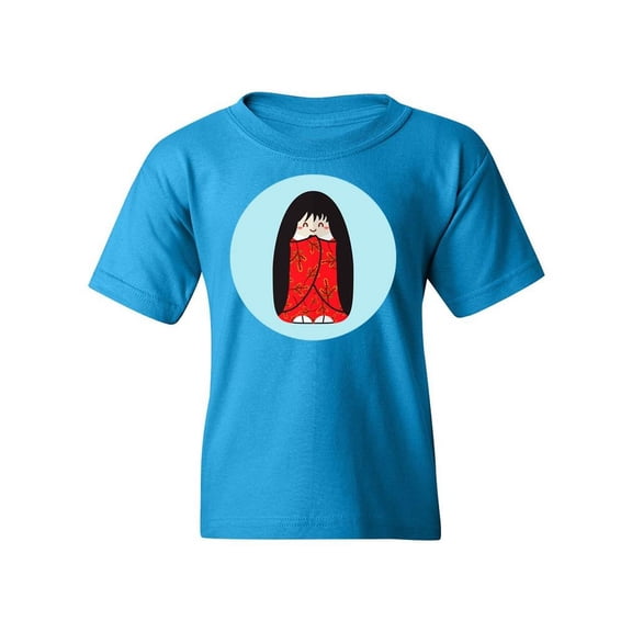 Yellow Flower Kokeshi Doll T-Shirt Juniors -Image by Shutterstock,  x-Large