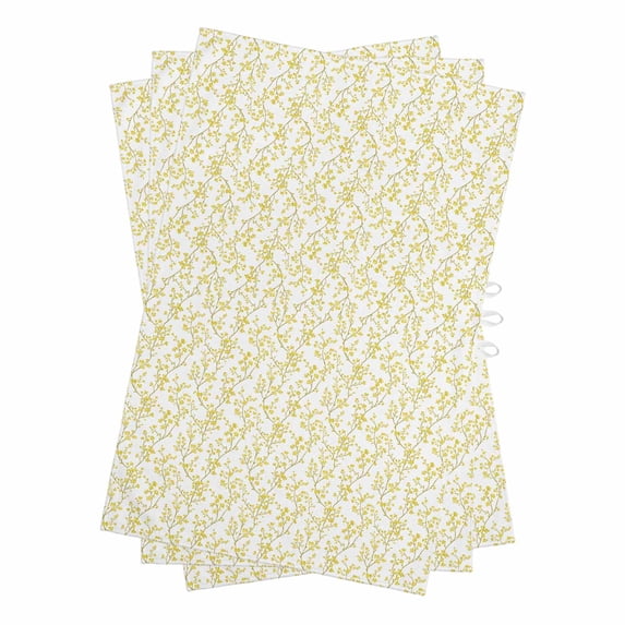 Yellow Flower Leaf Kitchen Towels Set of 3, Water Absorbent Dish Towel, Botanical Plant Floral Tree Branch Decorative Hand Towels - Quick Drying Cloth for Cooking Baking, 18x28 Inch