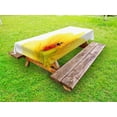 thumbnail image 1 of Yellow Flower Outdoor Tablecloth, Cute Little Ladybug on Gerbera Wet Petals Water Drops Fresh Garden, Decorative Washable Fabric Picnic Tablecloth, 58 X 104 Inches, Yellow Vermilion, by Ambesonne, 1 of 2