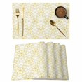 thumbnail image 1 of Yellow Flower Placemats Set of 4, Retro Tribal Art Abstract Monochrome Texture Placemats for Dining Table, Place Mats for Kitchen Tabletop, Waterproof Wipeable Dining Table Mats Set, 1 of 9