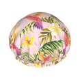 thumbnail image 1 of Yellow Flower Red Hummingbird Shower Cap, Reusable Bath Hair Hat for all Hair Lengths Hair Cover with Elastic Band Double Waterproof Layers Bathing Hat, 1 of 5