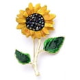 thumbnail image 1 of Yellow Flower Rhinestone Sunflower Brooch Enamel Crystal Plant Pin Charm Sun Flower Coat Brooch for Women, 1 of 16