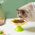 thumbnail image 1 of Yellow Flower Shaped Elevated Ceramic Cat Bowl, Raised Cervical Protection Pet Food & Water Dish for Whisker Relief, 1 of 6