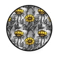 thumbnail image 1 of Yellow Flower Sketch Memory Foam Bath Mat 36" Absorbent Rug with Non Slip Base and 4 Bonus Pads, 1 of 6