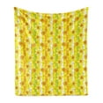thumbnail image 1 of Yellow Flower Soft Flannel Fleece Blanket, Floral Spring Narcissus and Daffodil Jonquil Blooms Striped Backdrop, Cozy Plush for Indoor and Outdoor Use, 60" x 80", Yellow Apple Green, by Ambesonne, 1 of 5