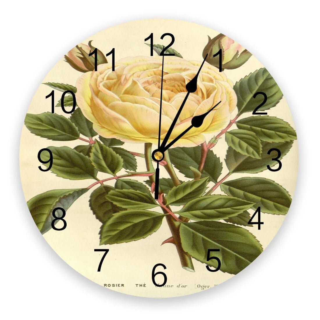 Yellow Flower Stamen Green Leaf Wall Clock Home Decor Bedroom Silent Oclock Watch Wall Digital