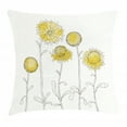 thumbnail image 1 of Yellow Flower Throw Pillow Cushion Cover, Hand Drawn Style Sunflowers on Twigs Petals Growth Botany Summertime, Decorative Square Accent Pillow Case, 24 X 24 Inches, Pale Yellow Black, by Ambesonne, 1 of 2