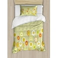 thumbnail image 1 of Yellow Flower Twin Size Duvet Cover Set, Colorful Artistic Meadow with Abstract Dots Playful Vegetation Growth, Decorative 2 Piece Bedding Set with 1 Pillow Sham, Pale Green Yellow, by Ambesonne, 1 of 3