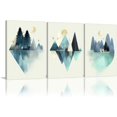 thumbnail image 1 of Yellow Flower Wall Art 3 piece Wood Painting Yellow and Grey Flower Posters Decor for Bathroom Bedroom Office Home Modern Abstract Flowers Canvas Wall Art Pictures Framed Ready to Hang 12"x16"x3, 1 of 6