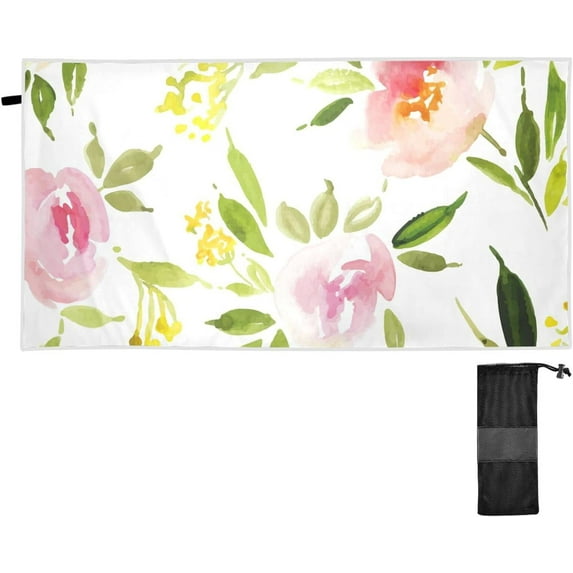 Yellow Flower of Hope Beach Towel 31" x 71", Quick Dry Bath Towel Super Absorbent Lightweight Travel Towel for Beach Yoga Swim Sport Camping Holiday