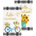 thumbnail image 1 of Yellow Flowers Bee Hello Sunshine Spring Summer Kitchen Dish Towels Set of 2,Yellow Lemon Eucalyptus and Blue Bike Summer Kitchen Tea Towel Home Decorations,18x26 Inch Drying Dishcloth., 1 of 6