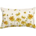thumbnail image 1 of Yellow Flowers Bees Throw Pillow Cover, 12 x 20 Inch Spring Summer Cushion Case for Sofa Couch, 1 of 6