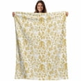 thumbnail image 1 of Yellow Flowers Blanket Soft Cozy Warm Throw Blanket for Couch, Plush Fuzzy Flannel Fleece Blankets for Sofa, Country Pastoral Floral Leaves Vines Bed Blankets Lightweight Gifts for Women, 40"x50", 1 of 9