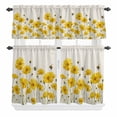 thumbnail image 1 of Yellow Flowers Curtain Valances Set Spring Floral Bee Linen Texture Plant Watercolor Kitchen Curtains 24&nbsp;inch Length Rod Pocket Valance and Tiers 3 Piece Set Small Bedroom Bathroom Laundry Decor, 1 of 9