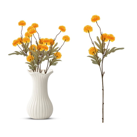 Yellow Flowers, Faux Silk Mini Chrysanthemum Stems, 1PC Fake Mums Artificial Flowers for DIY Wedding Centerpieces Arrangements and Floral Crafts
