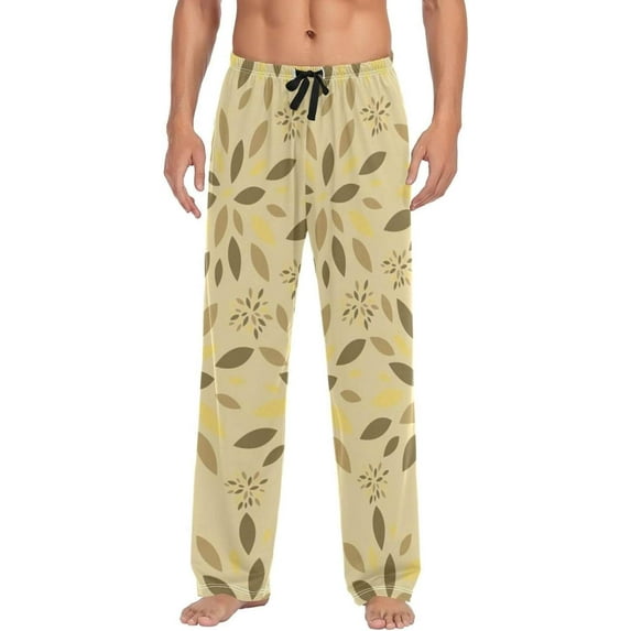 Yellow Flowers Ghost Pajama Pants, Men's Lounge Pants Light with Drawstring and Pockets, Christmas New Year Birthday Father's Day Gifts, Medium