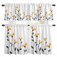 thumbnail image 1 of Yellow Flowers Kitchen Curtains Valances and Tiers Set of 3 Abstract Spring Autumn Simple Yellow Floral Black Leaves Tier Curtains and Valance with Rod Pocket for Small Windows, 27.5"x36", 1 of 9