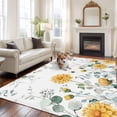 thumbnail image 1 of Yellow Flowers Large Area Rugs 8x10 ft Eucalyptus Leaves Spring Plants Bee Idyllic Washable Rug Non Slip Indoor Carpet Absorbent Floor Mat for Living Room Bedroom Dining Room, 1 of 9