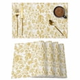 thumbnail image 1 of Yellow Flowers Placemats Set of 8, Country Pastoral Floral Leaves Vines Placemats for Dining Table, Place Mats for Kitchen Tabletop, Waterproof Wipeable Dining Table Mats Set, 1 of 9