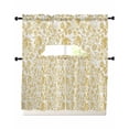 thumbnail image 1 of Yellow Flowers Swag Kitchen Curtains Sets for Windows 24 Inch Length, Country Pastoral Floral Leaves Vines Short Window Curtain Panels Swags Valances and Tiers 3 Piece Set for Cafe/Dining Room, 1 of 5