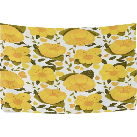 Yellow Flowers Tapestry Wall Hanging Tapestries Happy Colorful Hippie Psychedelic Art Polyester Carpet Wall Decorative for Living Room Bedroom 60x40inch Home Decor Gifts