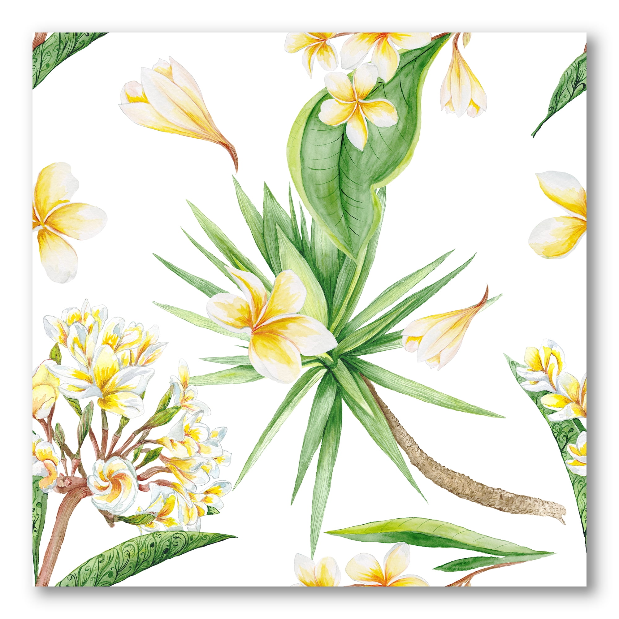 Yellow Flowers and Tropical Foliage V 30 in x 30 in Painting Canvas Art Print, by Designart