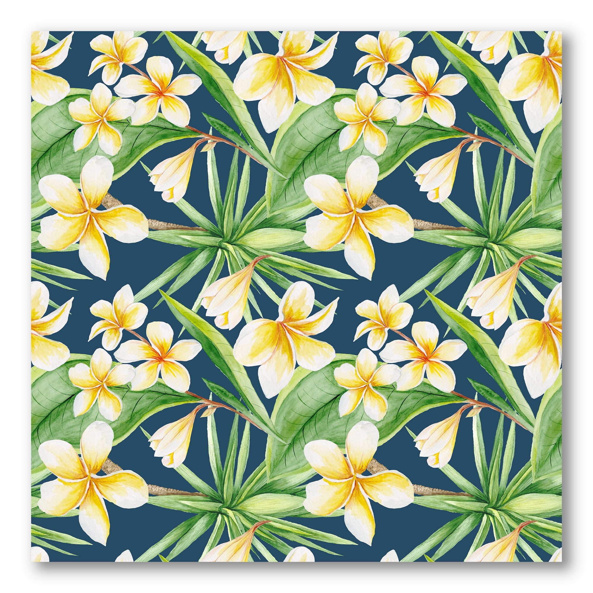Yellow Flowers and Tropical Foliage VIII 30 in x 30 in Painting Canvas Art Print, by Designart