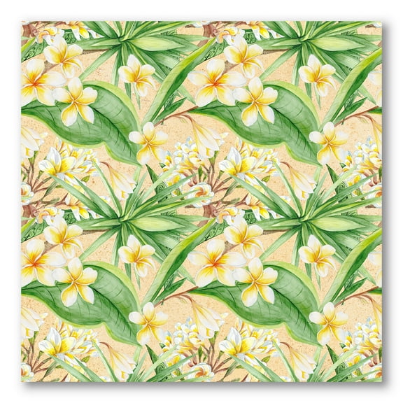 Yellow Flowers and Tropical Foliage XIII 30 in x 30 in Painting Canvas Art Print, by Designart